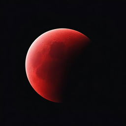 A vivid image of a blood-red moon against a stark black background