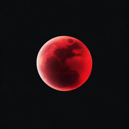 A vivid and detailed image of a blood moon with a deep, dark black background