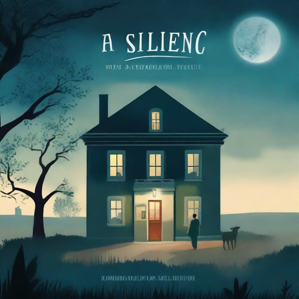 A captivating book cover featuring a serene countryside house at night