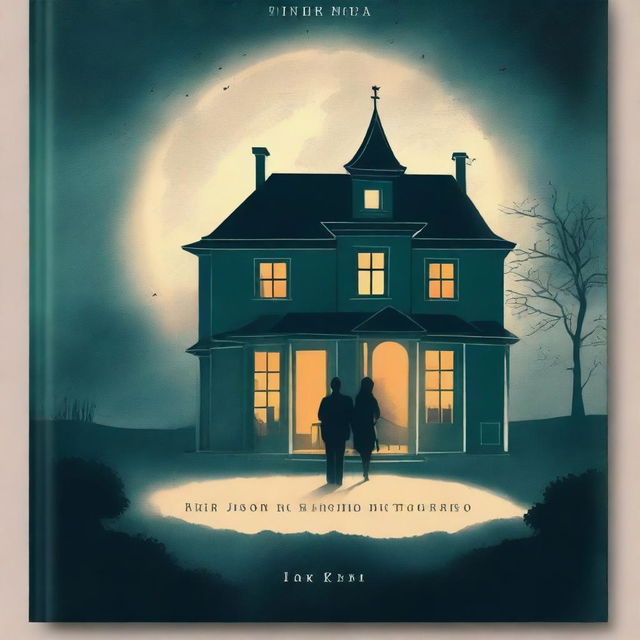 A captivating book cover featuring a serene countryside house at night