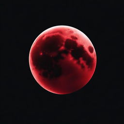 A haunting image of a moon of blood with a deep black background