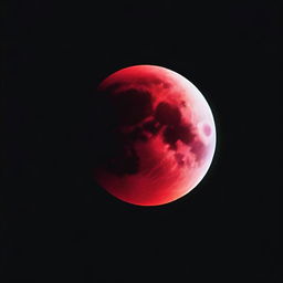 A haunting image of a moon of blood with a deep black background