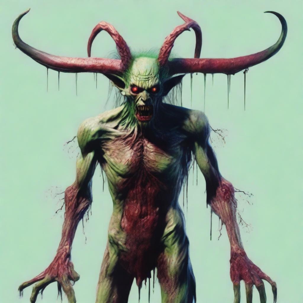 A demonic figure that looks human but appears frail and tall, with small horns protruding from his head