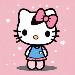 A depiction of Hello Kitty with tanned skin and short black hair