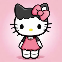 A depiction of Hello Kitty with tanned skin and short black hair