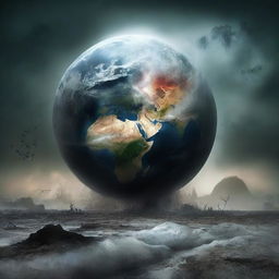 A haunting depiction of Earth suffering under the devastating consequences of climate change