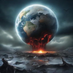 A haunting depiction of Earth suffering under the devastating consequences of climate change