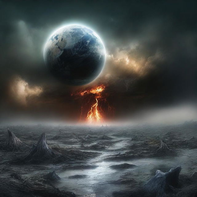 A haunting depiction of Earth suffering under the devastating consequences of climate change