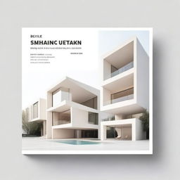 Create a spread of a modern architecture book featuring sleek, minimalist designs in light colors