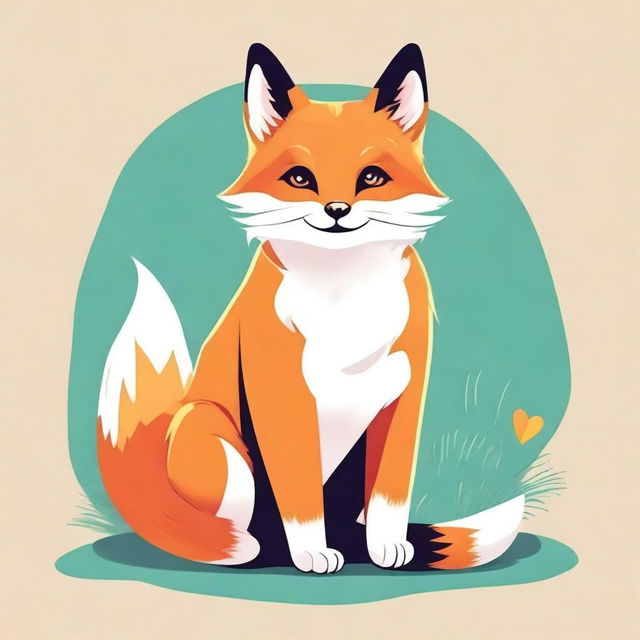 A cute and full-body illustration of a Morgan fox, depicted in a passionate and lively manner