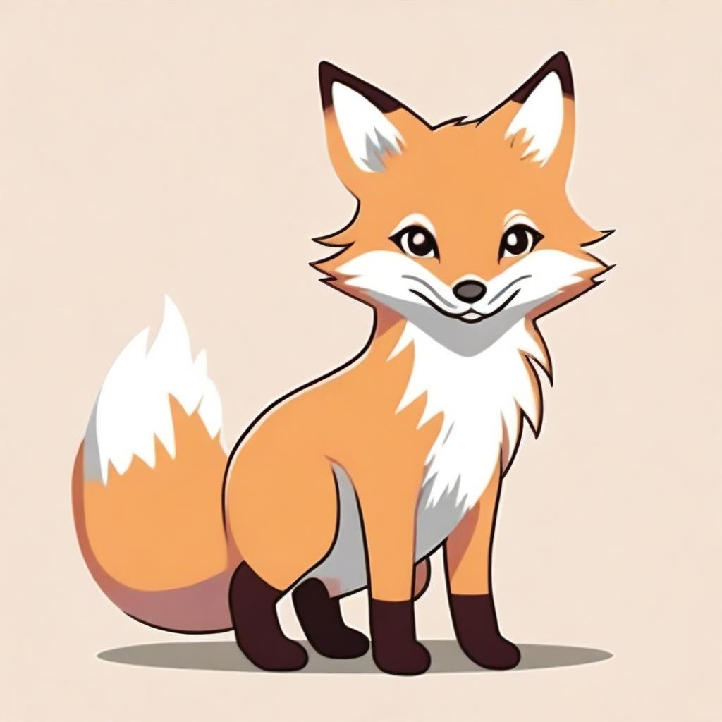 A cute, full-body depiction of a fox named Mrgan