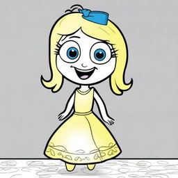 A coloring book page featuring Joy from Inside Out