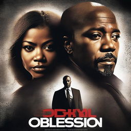 Create a movie poster for a thriller titled 'Fatal Obsession' starring Gabrielle Union, Taraji P