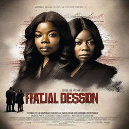 Create a movie poster for a thriller titled 'Fatal Obsession' starring Gabrielle Union, Taraji P