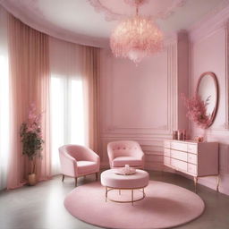 A pink-themed room designed for beauty and aesthetics