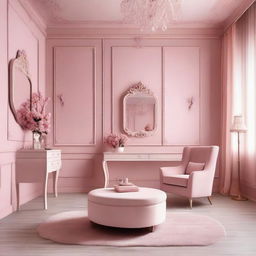 A pink-themed room designed for beauty and aesthetics