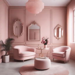 A pink-themed room designed for beauty and aesthetics