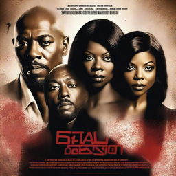 Create a movie poster for a thriller titled 'Fatal Obsession' starring Taraji P