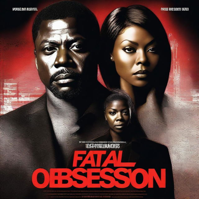 Create a movie poster for a thriller titled 'Fatal Obsession' starring Taraji P