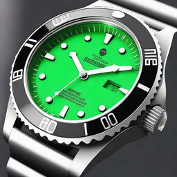 A detailed image of a high-quality diver watch with a sleek design, featuring a durable strap, luminous hands, and a rotating bezel