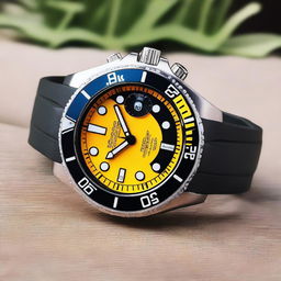 A bright and stylish men's diver watch with unique features