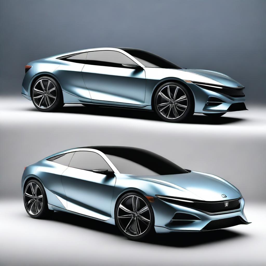 A sleek, futuristic sports coupe car inspired by a 1995 Honda Civic concept