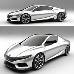 A sleek, futuristic sports coupe car inspired by a 1995 Honda Civic concept