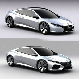 A futuristic sports coupe car inspired by a 2000 Honda Civic concept