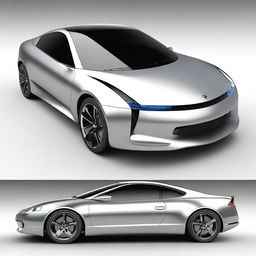 A detailed futuristic sports coupe car inspired by a 1995 Honda Prelude