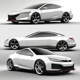 A detailed futuristic sports coupe car inspired by a 1995 Honda Prelude