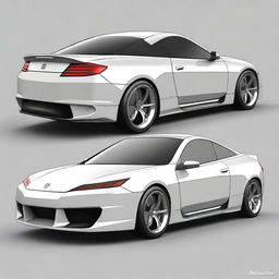 Create a detailed image of a futuristic sports coupe car inspired by a Honda Prelude