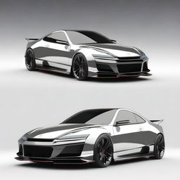 Create a detailed image of a futuristic sports coupe car inspired by a Honda Prelude