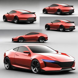 Create a detailed image of a futuristic sports coupe car inspired by a Honda Prelude