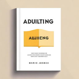 Create a minimalist book cover for a non-fiction self-help book titled 'Adulting' with the subtitle 'A Young Adult's Guide to Financial Security to Help Set Goals, Stop Living Paycheck to Paycheck, Avoid Burnout, and Find Fulfillment in Your Life and Career' by Marie Jimenez