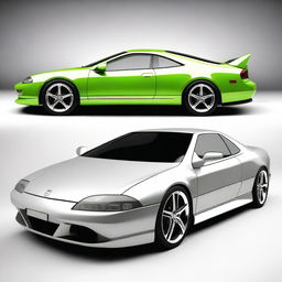 A detailed image of a Honda Prelude fused with a Lamborghini concept car