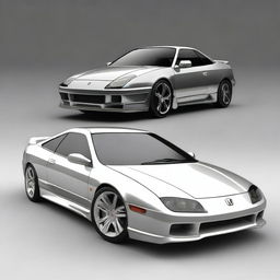 Create a detailed image of a Honda Prelude fused with a Lamborghini sports coupe