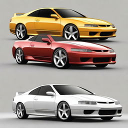 Create a detailed image of a Honda Prelude fused with a Lamborghini sports coupe