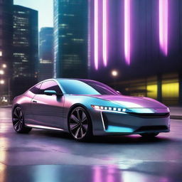 A sleek and futuristic sports coupe version of a Honda Prelude