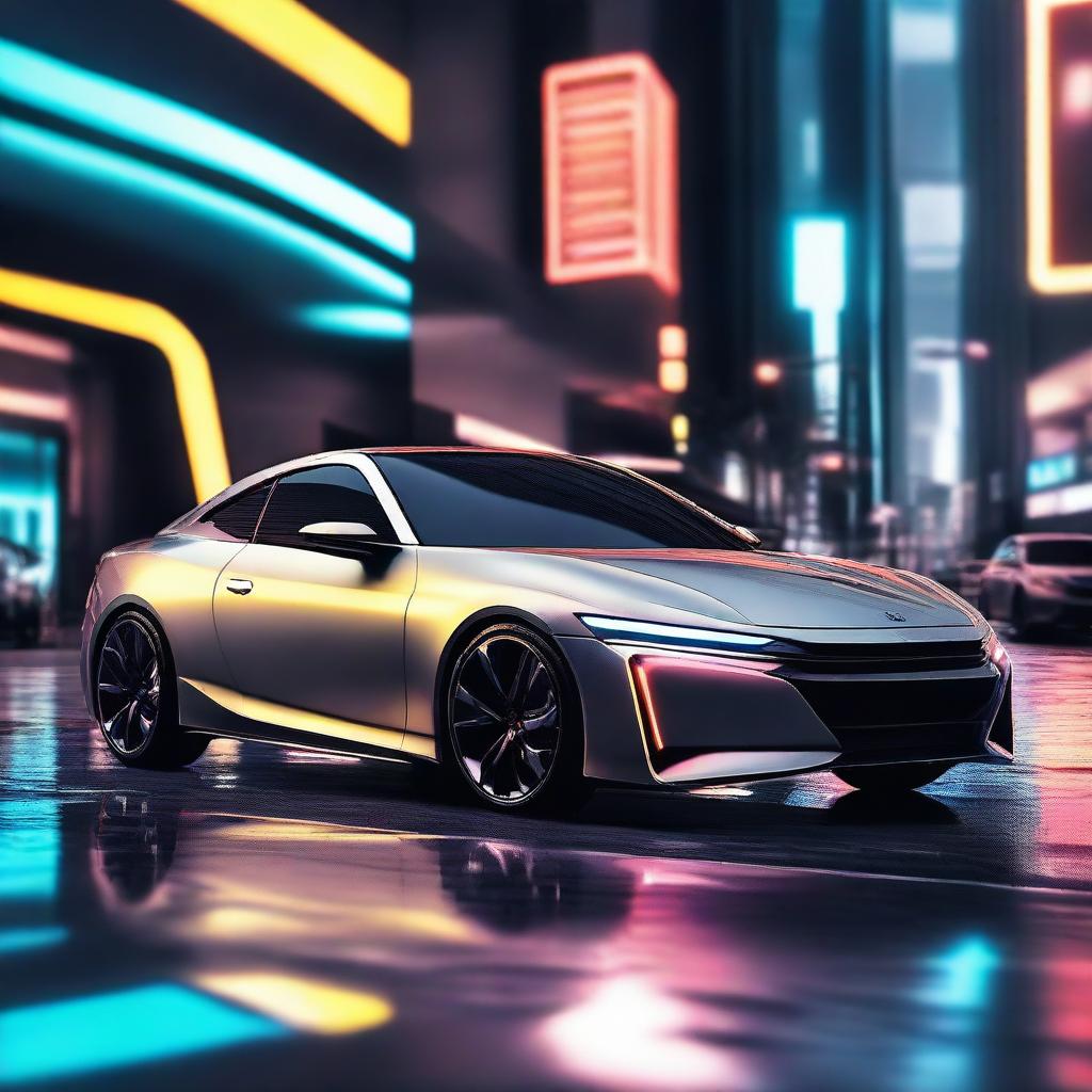 A sleek and futuristic sports coupe version of a Honda Prelude