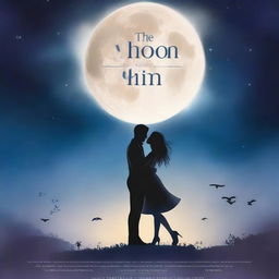 A high-quality romance novel cover titled 'The Moon, Myself and Him'