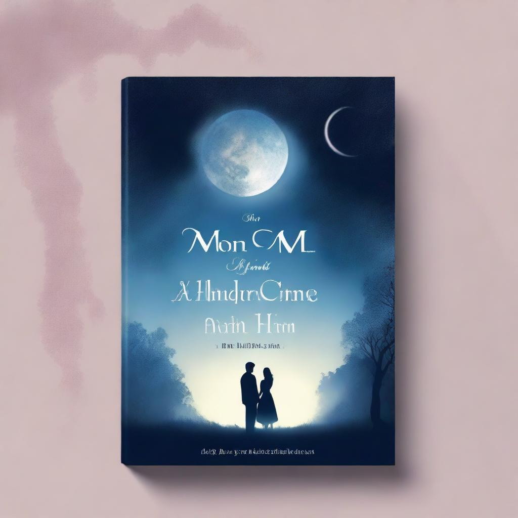 A high-quality romance novel cover titled 'The Moon, Myself and Him'