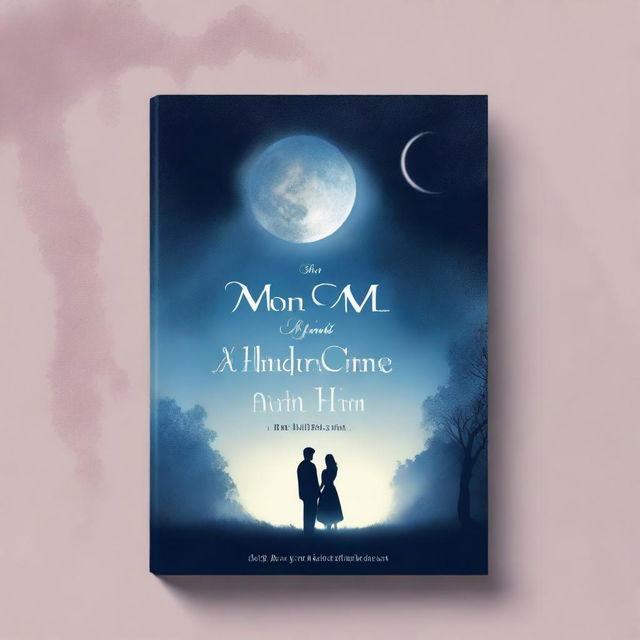 A high-quality romance novel cover titled 'The Moon, Myself and Him'