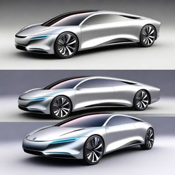 Create an image of a futuristic car, envisioning what a Honda Civic from 1995 might look like if it was crafted with technology from the year 2050