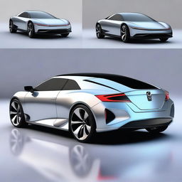 Create an image of a futuristic car, envisioning what a Honda Civic from 1995 might look like if it was crafted with technology from the year 2050