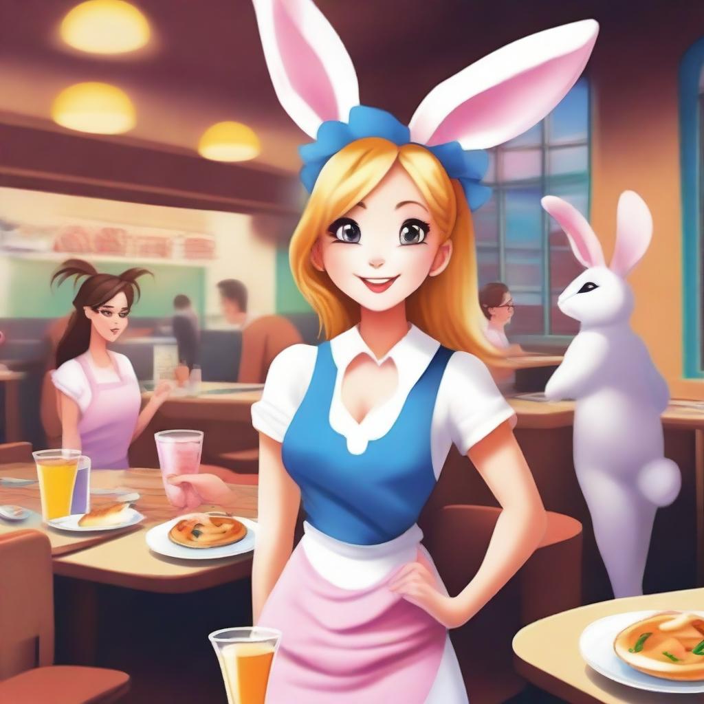 Create an image of a girl who is a waitress