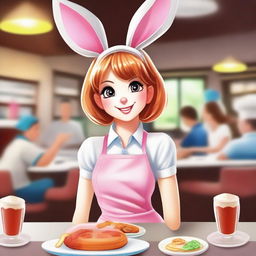 Create an image of a girl who is a waitress