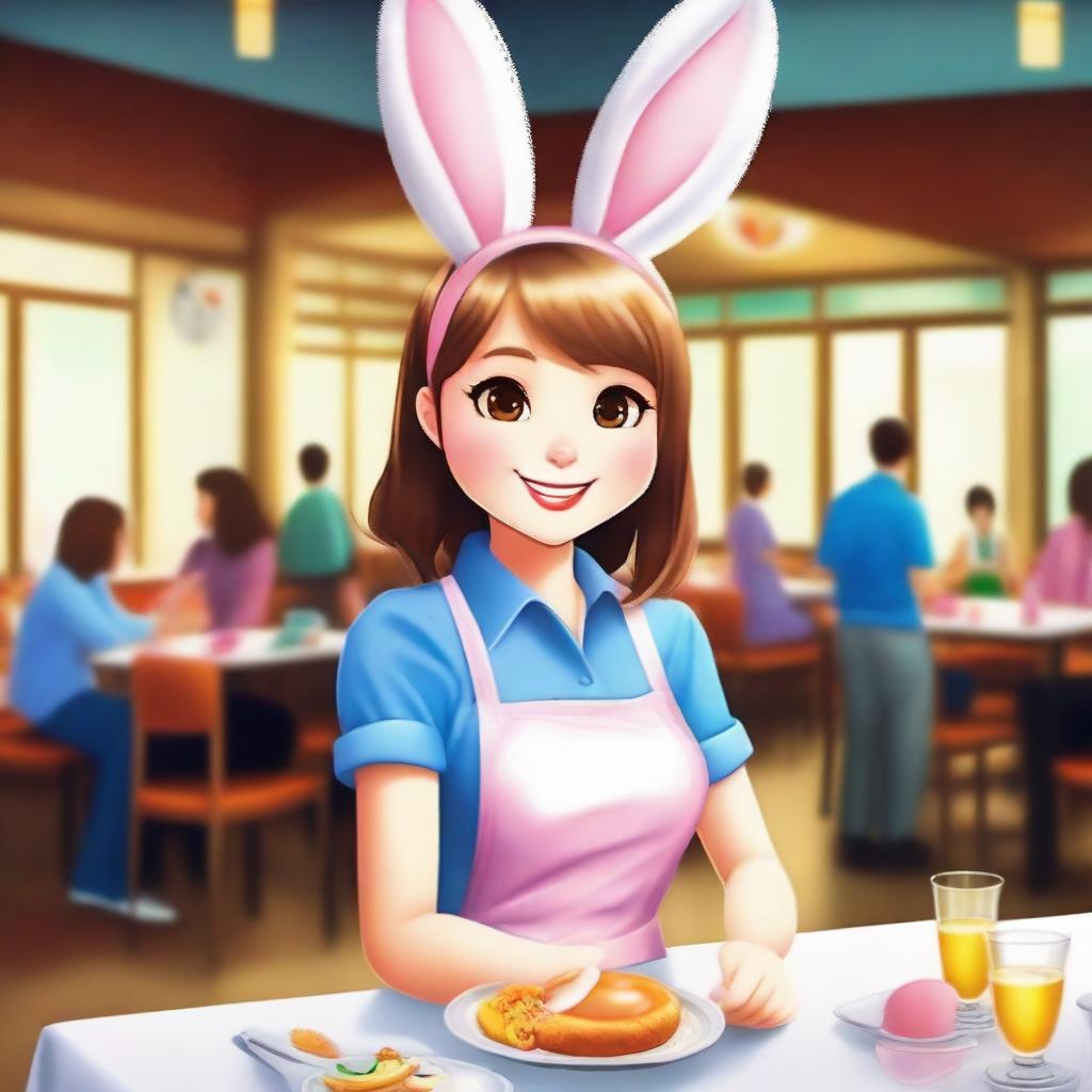 Create an image of a girl who is a waitress