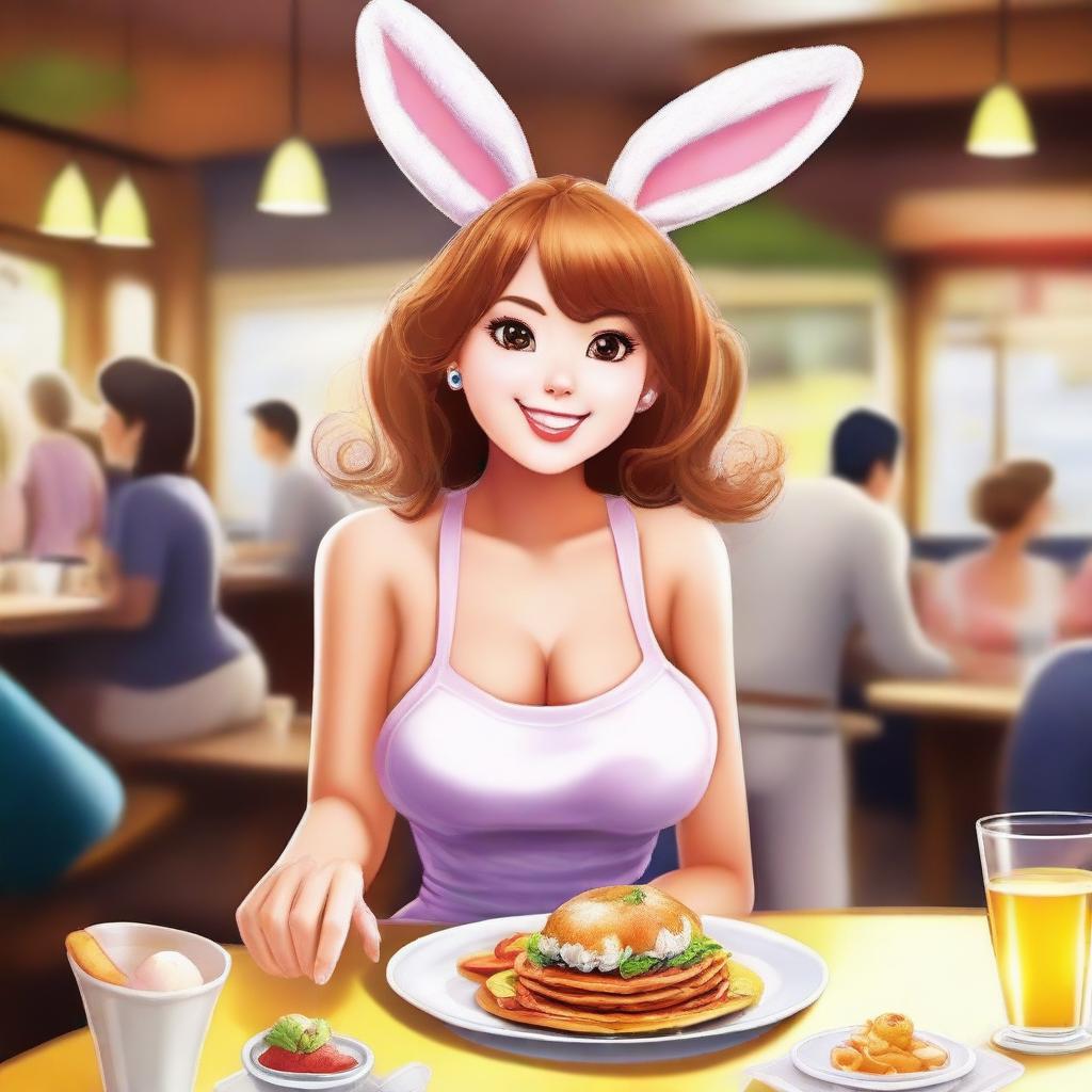 Create an image of a girl who is a waitress