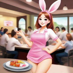 Create an image of a girl who is a waitress