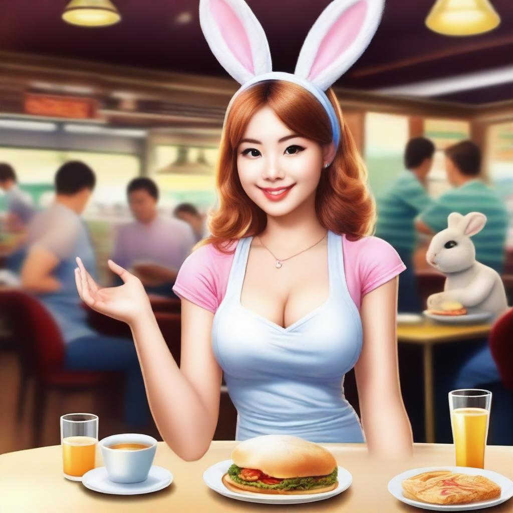 Create an image of a girl who is a waitress